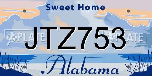 JTZ753 Alabama License Plate