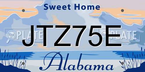 JTZ75E Alabama License Plate