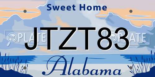 JTZT83 Alabama License Plate