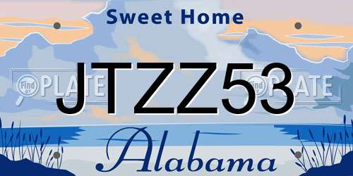 JTZZ53 Alabama License Plate