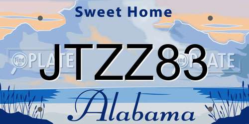 JTZZ83 Alabama License Plate