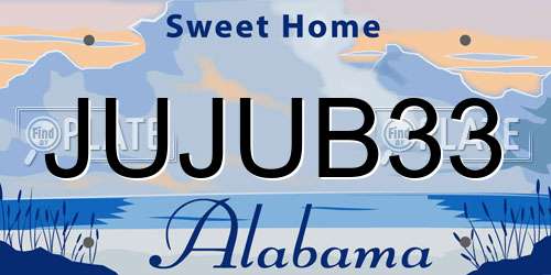 JUJUB33 Alabama License Plate
