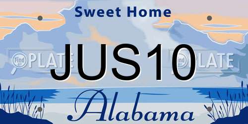 JUS10 Alabama License Plate