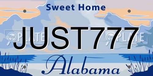 JUST777 Alabama License Plate