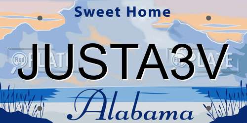 JUSTA3V Alabama License Plate