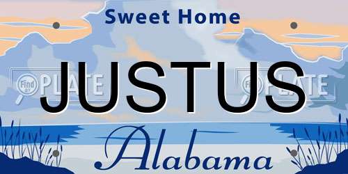 JUSTUS Alabama License Plate