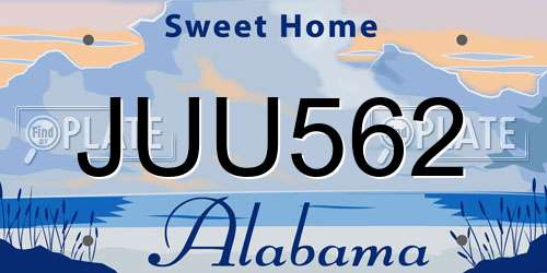 JUU562 Alabama License Plate