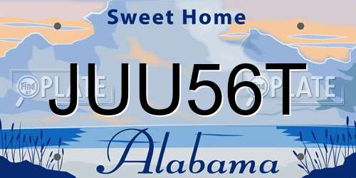 JUU56T Alabama License Plate