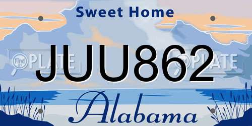 JUU862 Alabama License Plate