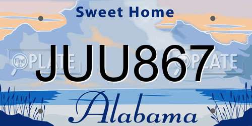 JUU867 Alabama License Plate