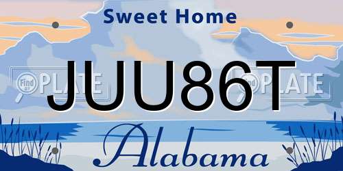 JUU86T Alabama License Plate