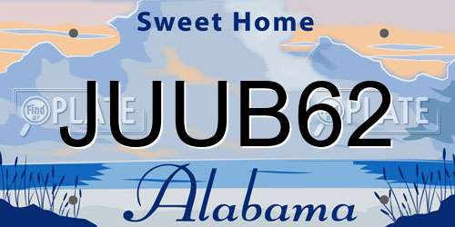 JUUB62 Alabama License Plate