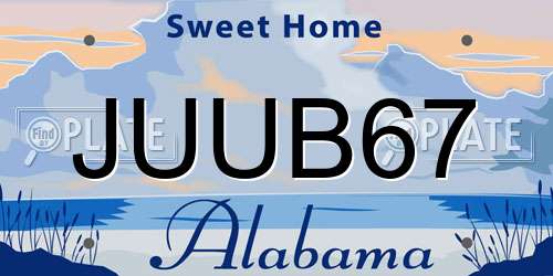 JUUB67 Alabama License Plate