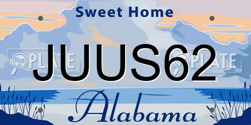 JUUS62 Alabama License Plate