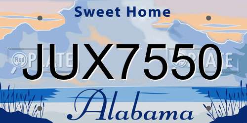 JUX7550 Alabama License Plate
