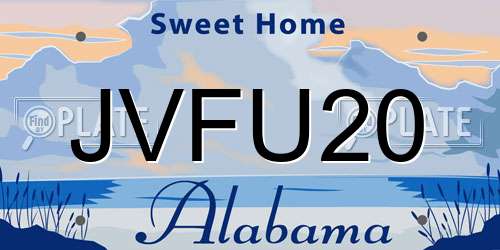 JVFU20 Alabama License Plate