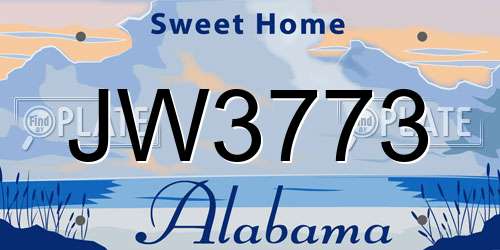 JW3773 Alabama License Plate