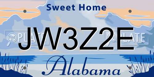 JW3Z2E Alabama License Plate