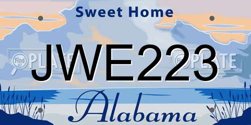 JWE223 Alabama License Plate