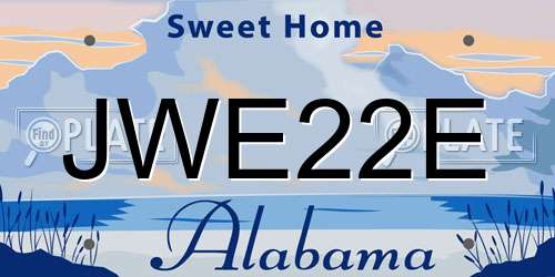 JWE22E Alabama License Plate
