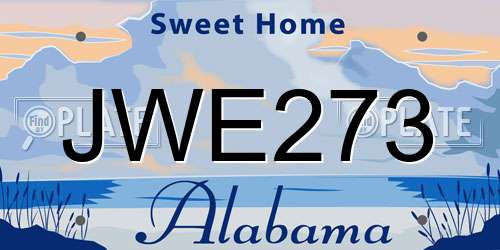 JWE273 Alabama License Plate