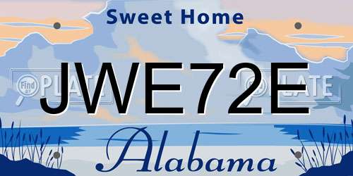 JWE72E Alabama License Plate