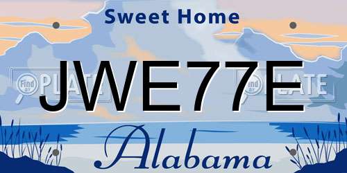 JWE77E Alabama License Plate