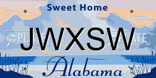 JWXSW Alabama License Plate