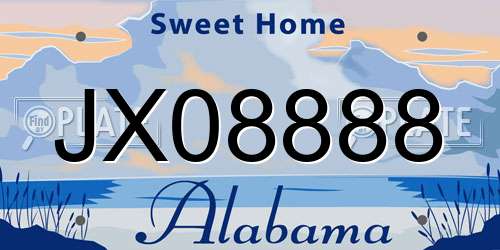 JX08888 Alabama License Plate