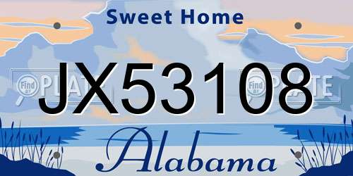 JX53108 Alabama License Plate