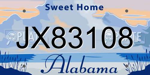 JX83108 Alabama License Plate