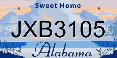 JXB3105 Alabama License Plate