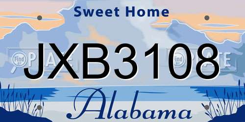 JXB3108 Alabama License Plate