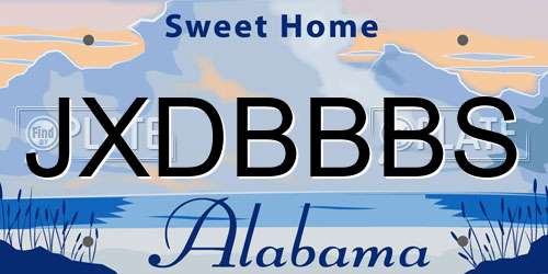 JXDBBBS Alabama License Plate