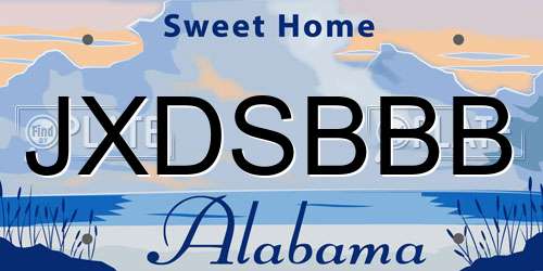 JXDSBBB Alabama License Plate