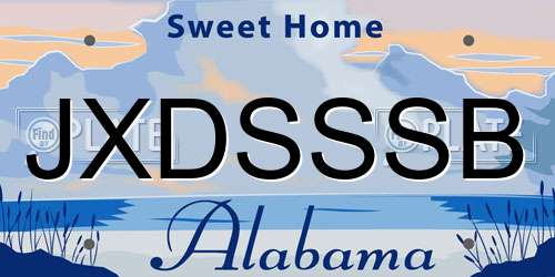 JXDSSSB Alabama License Plate