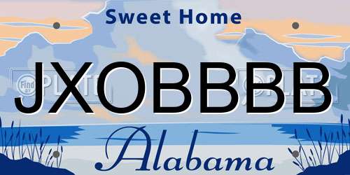 JXOBBBB Alabama License Plate