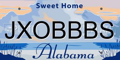 JXOBBBS Alabama License Plate