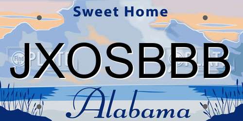 JXOSBBB Alabama License Plate