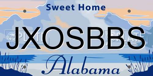 JXOSBBS Alabama License Plate