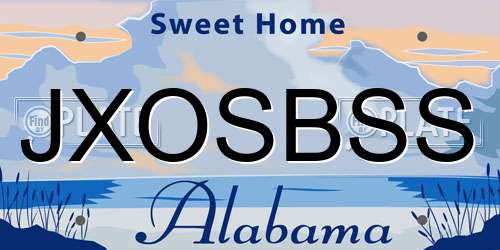 JXOSBSS Alabama License Plate