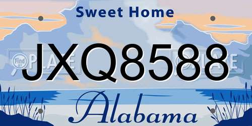 JXQ8588 Alabama License Plate
