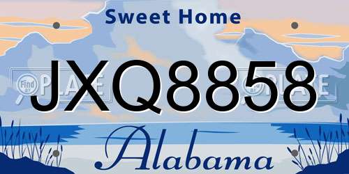 JXQ8858 Alabama License Plate