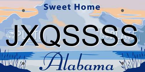 JXQSSSS Alabama License Plate