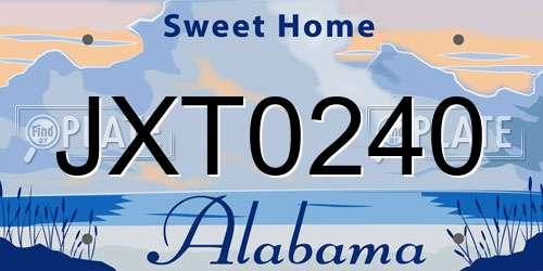 JXT0240 Alabama License Plate