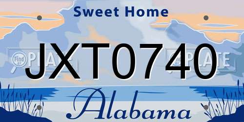 JXT0740 Alabama License Plate