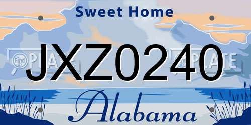 JXZ0240 Alabama License Plate