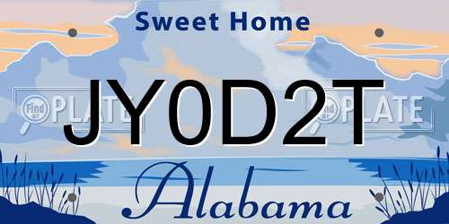 JY0D2T Alabama License Plate