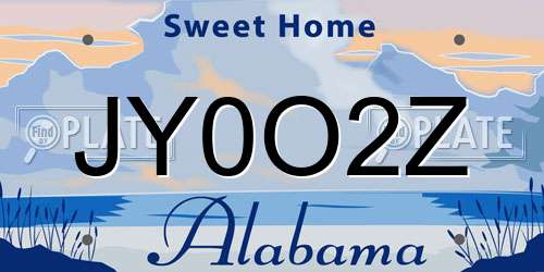 JY0O2Z Alabama License Plate