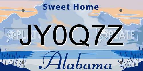 JY0Q7Z Alabama License Plate